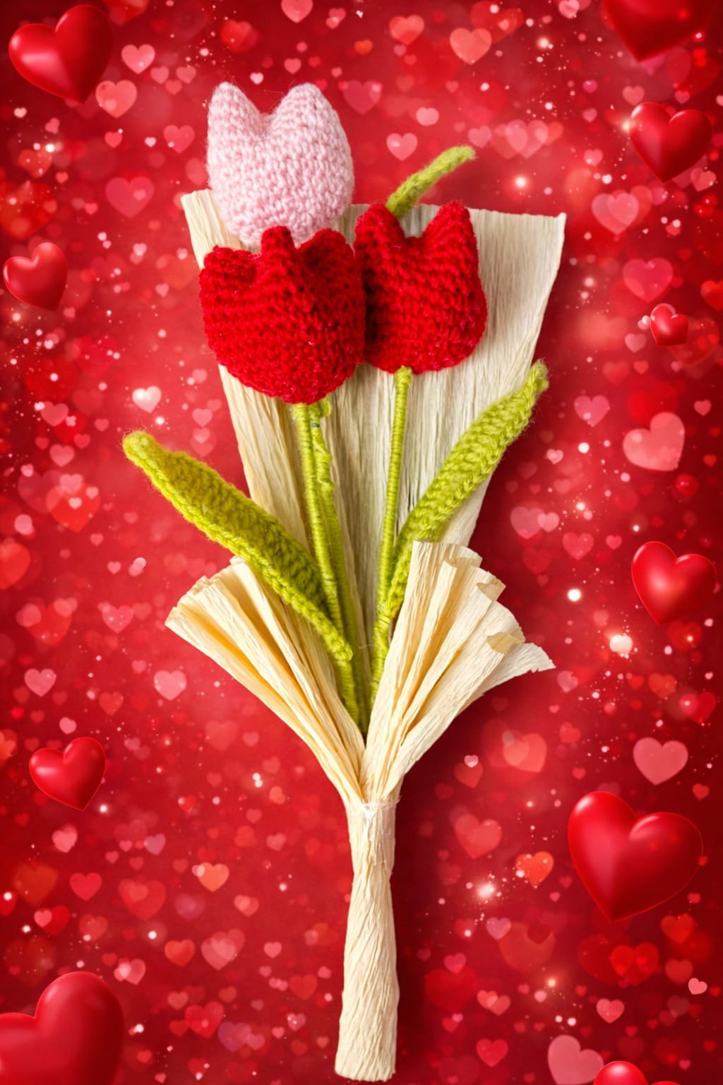 Handmade Crochet Tulip Flower Bouquet – Woolen Decorative Flower | Perfect Gift - Image 2