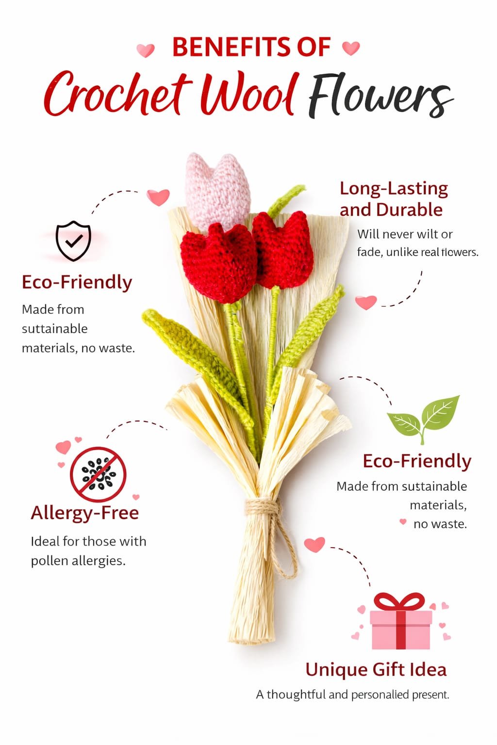 Handmade Crochet Tulip Flower Bouquet – Woolen Decorative Flower | Perfect Gift - Image 4